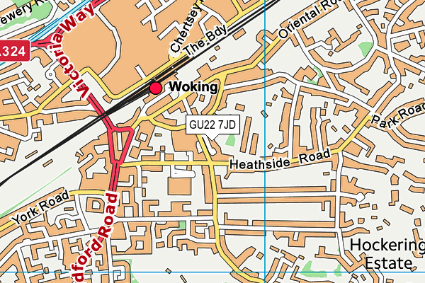 GU22 7JD map - OS VectorMap District (Ordnance Survey)