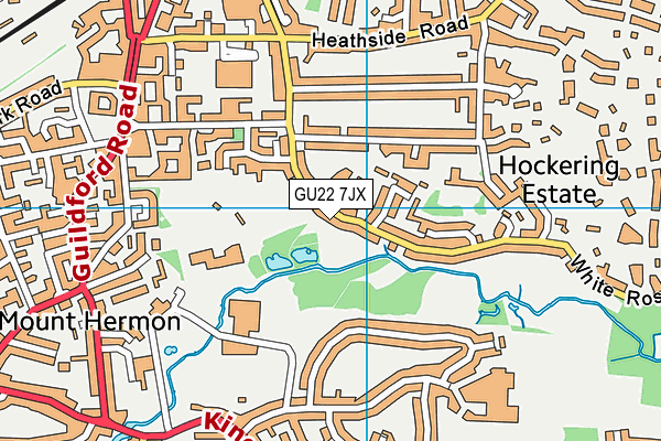 GU22 7JX map - OS VectorMap District (Ordnance Survey)