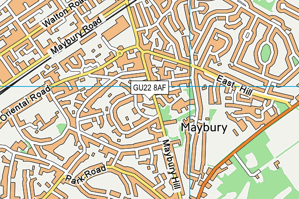 GU22 8AF map - OS VectorMap District (Ordnance Survey)