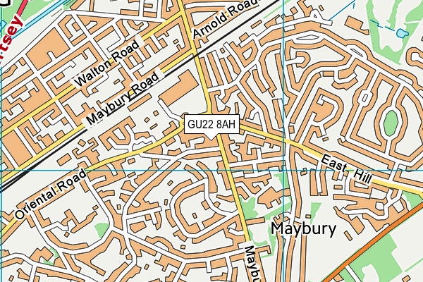 GU22 8AH map - OS VectorMap District (Ordnance Survey)