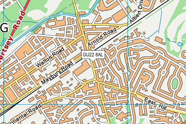 GU22 8AL map - OS VectorMap District (Ordnance Survey)
