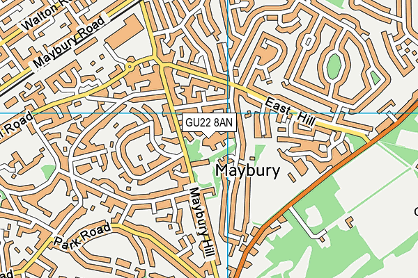 GU22 8AN map - OS VectorMap District (Ordnance Survey)