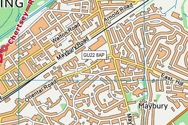 GU22 8AP map - OS VectorMap District (Ordnance Survey)
