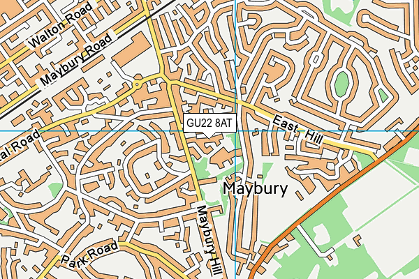 GU22 8AT map - OS VectorMap District (Ordnance Survey)