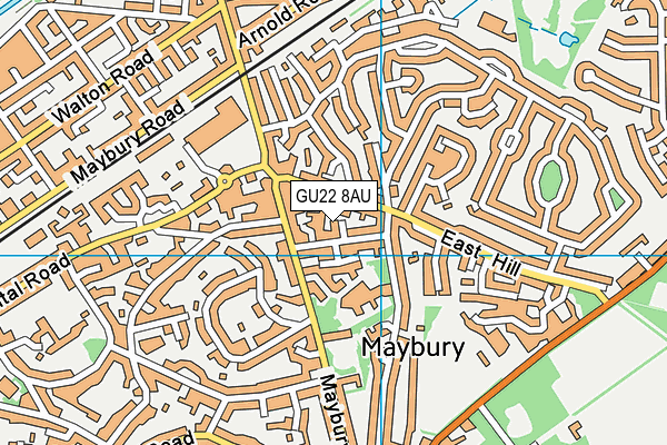 GU22 8AU map - OS VectorMap District (Ordnance Survey)