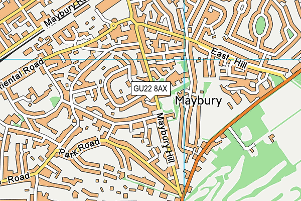 GU22 8AX map - OS VectorMap District (Ordnance Survey)