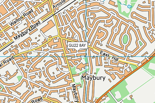 GU22 8AY map - OS VectorMap District (Ordnance Survey)