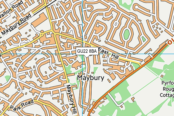 GU22 8BA map - OS VectorMap District (Ordnance Survey)