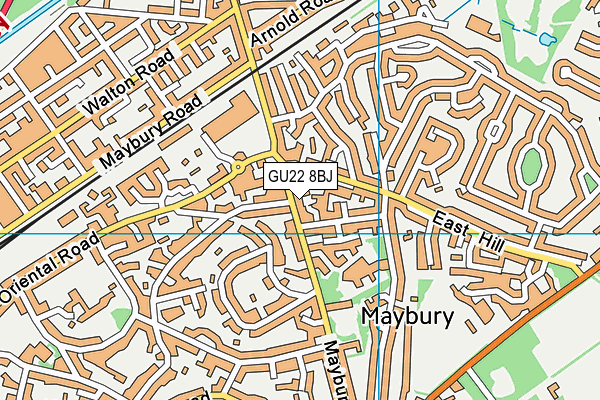 GU22 8BJ map - OS VectorMap District (Ordnance Survey)