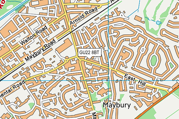 GU22 8BT map - OS VectorMap District (Ordnance Survey)