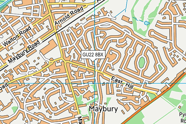 GU22 8BX map - OS VectorMap District (Ordnance Survey)