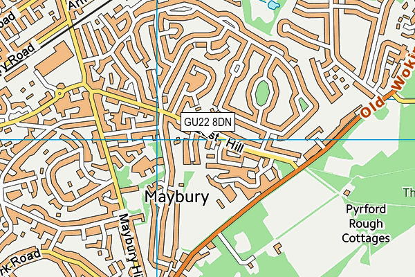 GU22 8DN map - OS VectorMap District (Ordnance Survey)