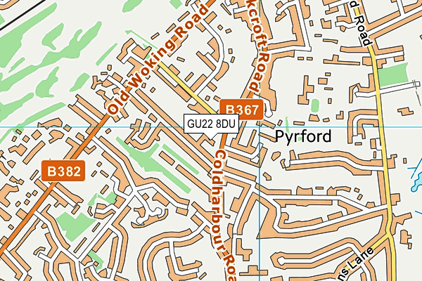 GU22 8DU map - OS VectorMap District (Ordnance Survey)