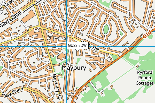 GU22 8DW map - OS VectorMap District (Ordnance Survey)