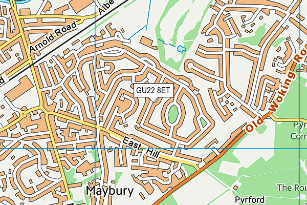 GU22 8ET map - OS VectorMap District (Ordnance Survey)