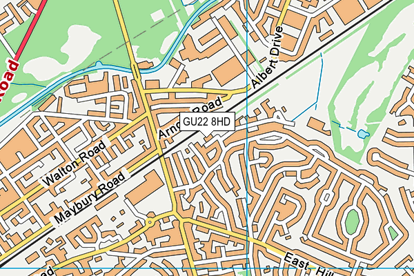 GU22 8HD map - OS VectorMap District (Ordnance Survey)