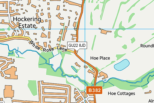 GU22 8JD map - OS VectorMap District (Ordnance Survey)