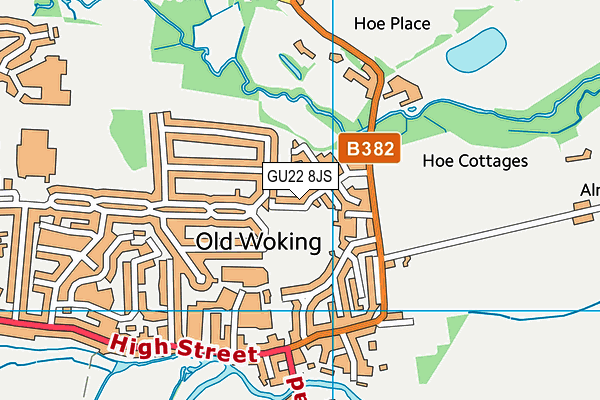 GU22 8JS map - OS VectorMap District (Ordnance Survey)