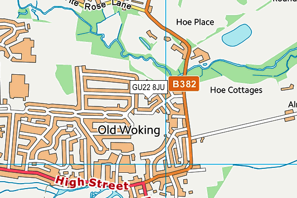 GU22 8JU map - OS VectorMap District (Ordnance Survey)