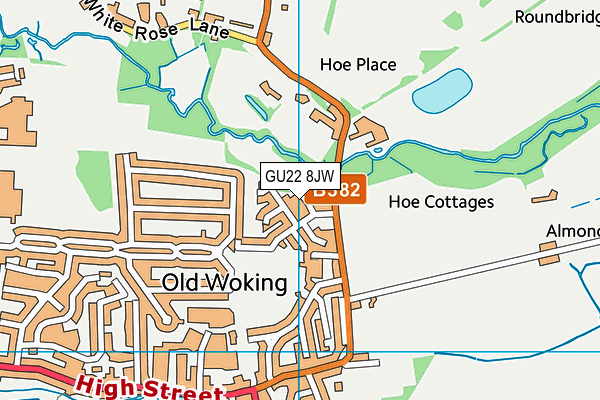 GU22 8JW map - OS VectorMap District (Ordnance Survey)