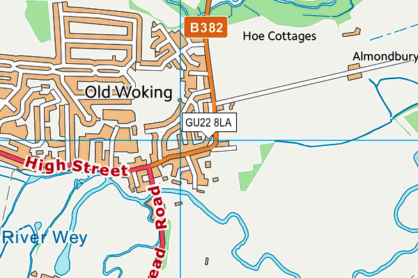 GU22 8LA map - OS VectorMap District (Ordnance Survey)