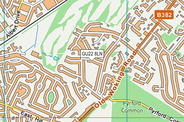 GU22 8LN map - OS VectorMap District (Ordnance Survey)