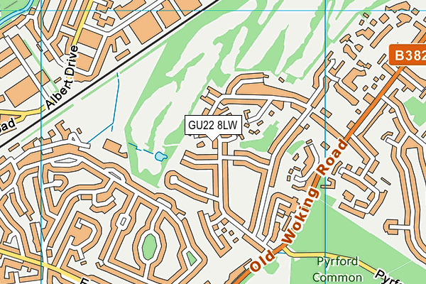 GU22 8LW map - OS VectorMap District (Ordnance Survey)