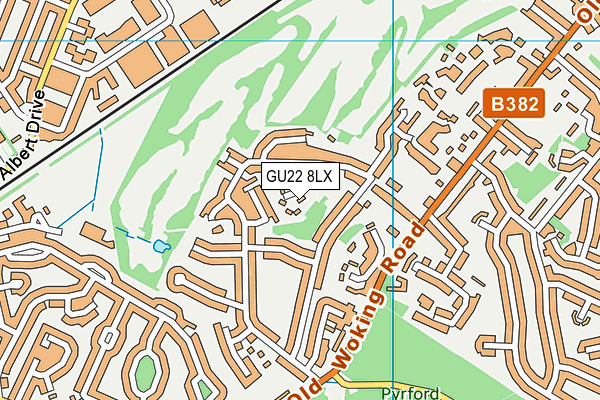 GU22 8LX map - OS VectorMap District (Ordnance Survey)