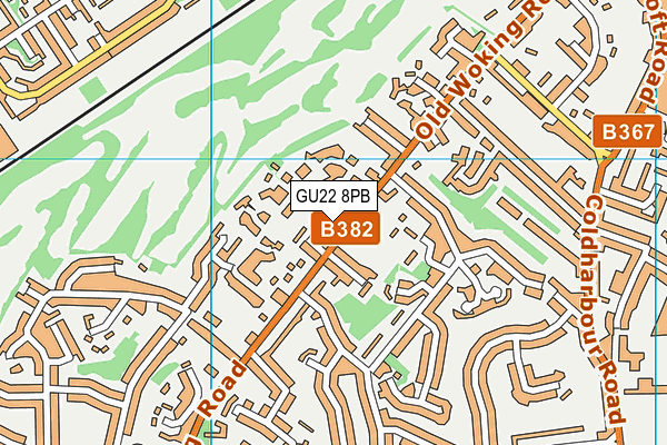 GU22 8PB map - OS VectorMap District (Ordnance Survey)