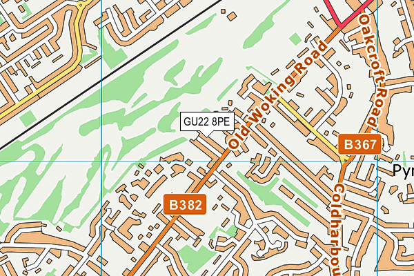 GU22 8PE map - OS VectorMap District (Ordnance Survey)