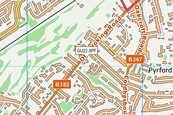 GU22 8PF map - OS VectorMap District (Ordnance Survey)