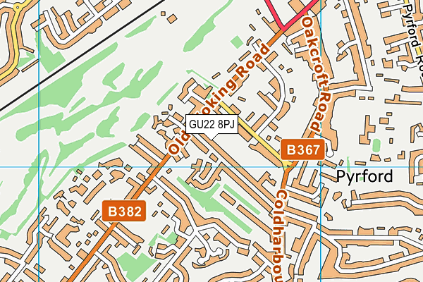 GU22 8PJ map - OS VectorMap District (Ordnance Survey)