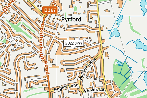 GU22 8PW map - OS VectorMap District (Ordnance Survey)