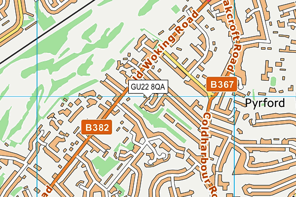 GU22 8QA map - OS VectorMap District (Ordnance Survey)