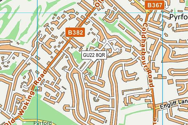 GU22 8QR map - OS VectorMap District (Ordnance Survey)