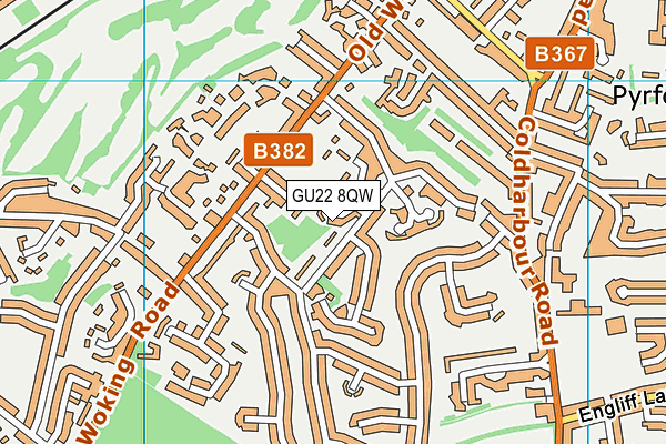 GU22 8QW map - OS VectorMap District (Ordnance Survey)