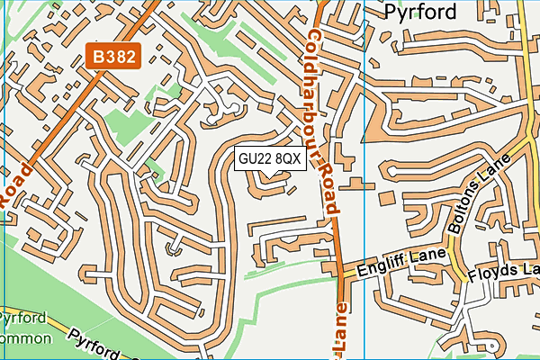 GU22 8QX map - OS VectorMap District (Ordnance Survey)