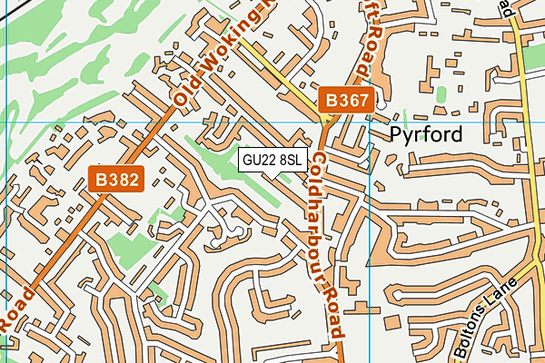 GU22 8SL map - OS VectorMap District (Ordnance Survey)