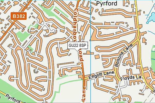 GU22 8SP map - OS VectorMap District (Ordnance Survey)