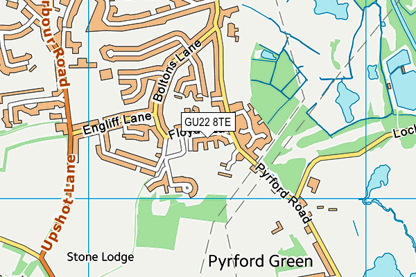 GU22 8TE map - OS VectorMap District (Ordnance Survey)