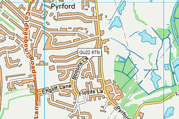 GU22 8TN map - OS VectorMap District (Ordnance Survey)