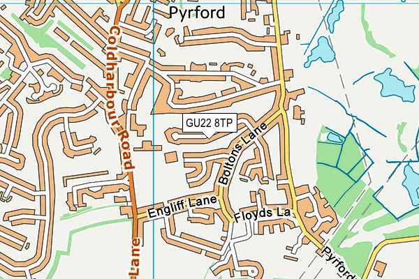 GU22 8TP map - OS VectorMap District (Ordnance Survey)