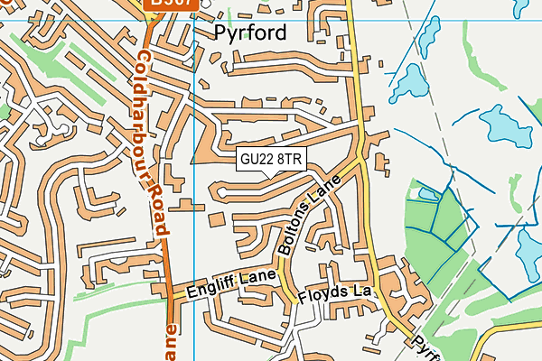 GU22 8TR map - OS VectorMap District (Ordnance Survey)