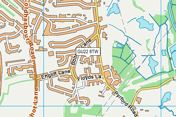 GU22 8TW map - OS VectorMap District (Ordnance Survey)