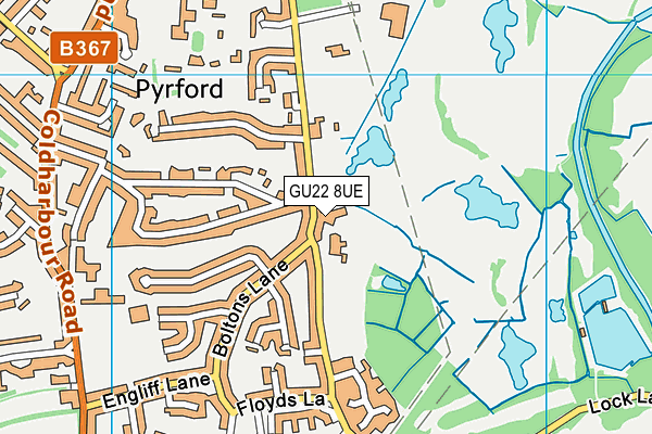 GU22 8UE map - OS VectorMap District (Ordnance Survey)