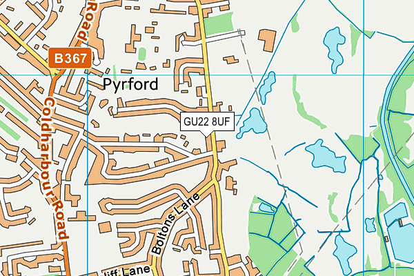 GU22 8UF map - OS VectorMap District (Ordnance Survey)