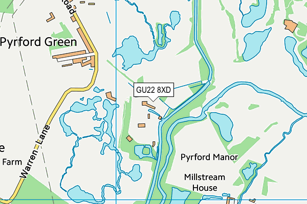 GU22 8XD map - OS VectorMap District (Ordnance Survey)