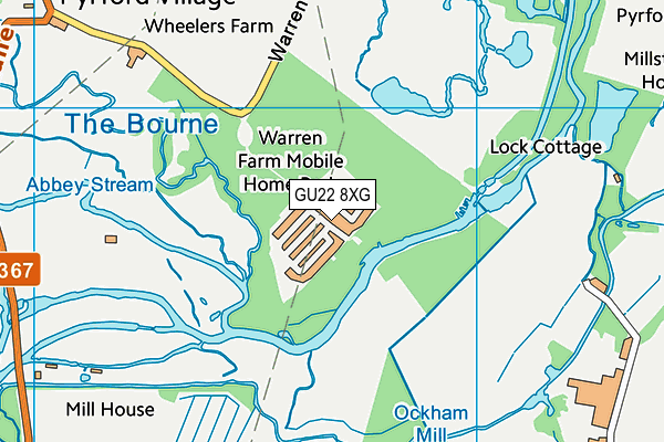 GU22 8XG map - OS VectorMap District (Ordnance Survey)