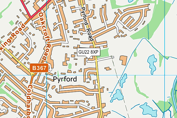 GU22 8XP map - OS VectorMap District (Ordnance Survey)