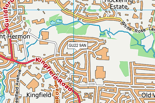 GU22 9AN map - OS VectorMap District (Ordnance Survey)